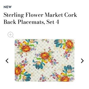 NWT Mackenzie Childs sterling courtly check cork backed placements set of 4